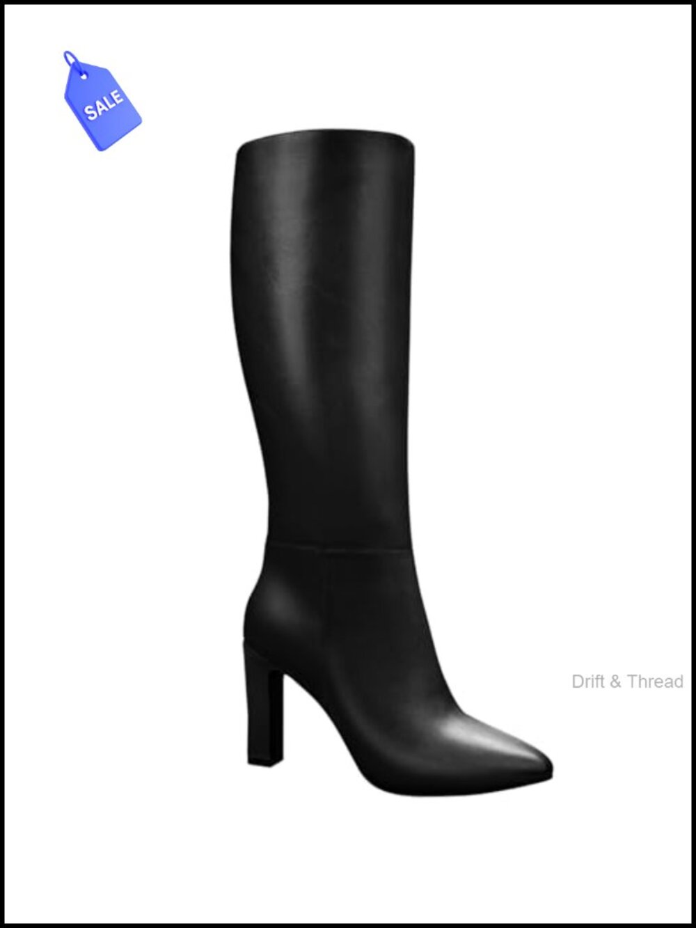 Knee High Boots Faux Leather Pointed Toe Chunky Heel Women's Tall Boots